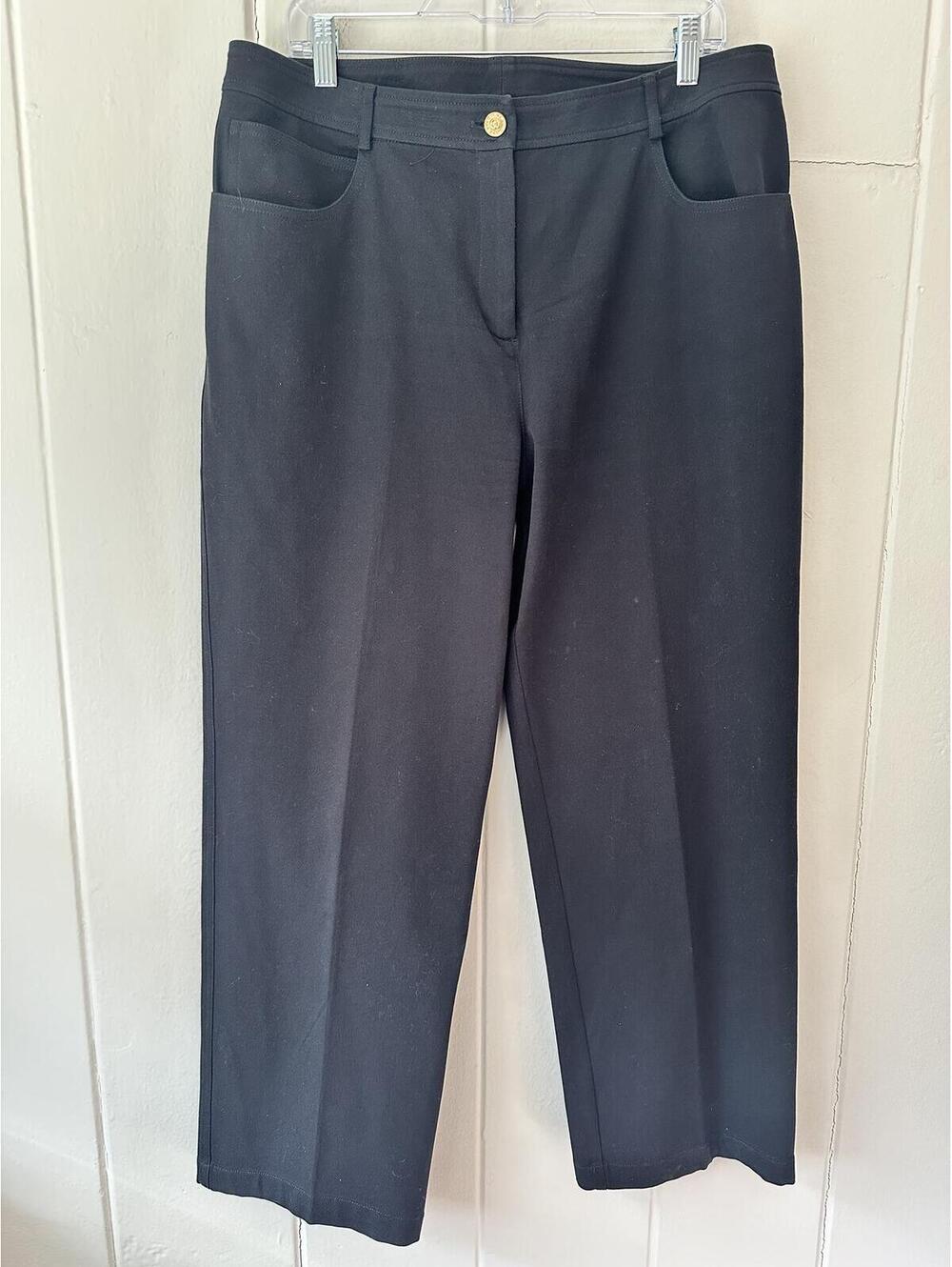 ST. JOHN SPORT Crystal Embellished Black Jeans Wide Leg Size 14